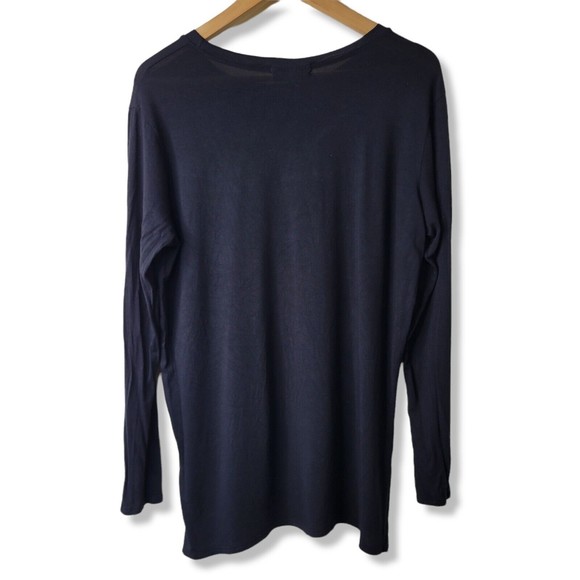 Joah Brown Black Long Sleeve Soft Stretchy Jersey Knit High Low Tee Size M/L - Picture 8 of 9